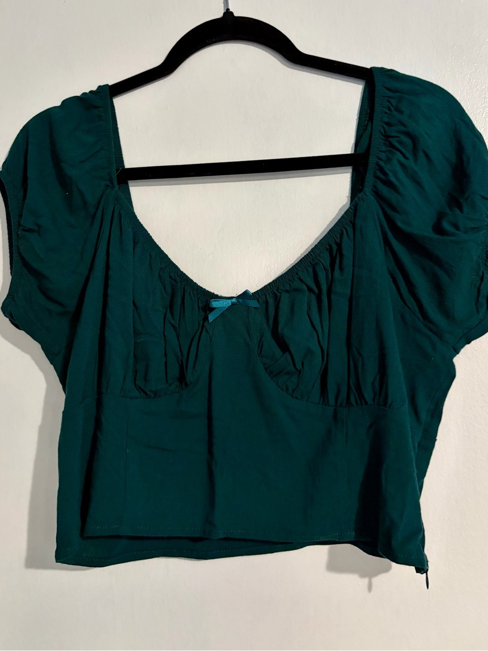 PacSun Dark Teal Scoop Neck Crop Top with Bow Accent
